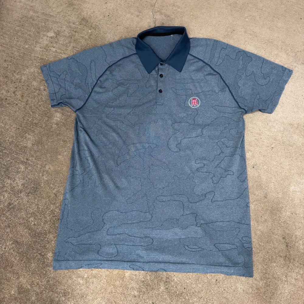 UNRL | BARSTOOL SPORTS Mens Polo Shirt XL Blue Camo Athleisure Golf Performance